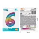 Színes 6-os Rainbow szám fólia lufi 92 cm