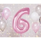Rózsaszín 6-os Light Pink szám fólia lufi 92 cm