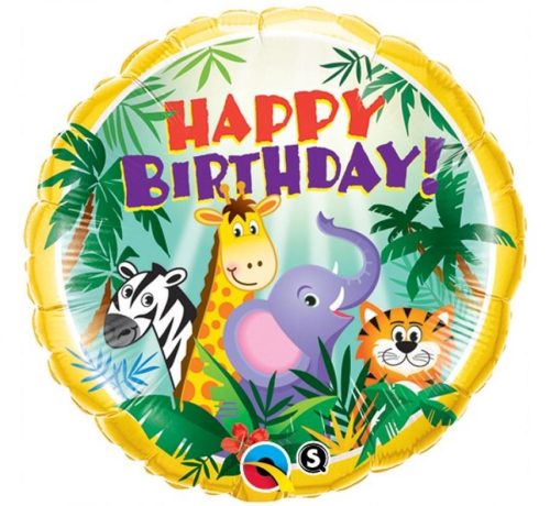 Happy Birthday Jungle, Dzsungel fólia lufi 46 cm
