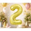 Arany 2-es Light Gold szám fólia lufi 85 cm