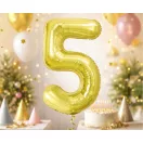 Arany 5-ös Light Gold szám fólia lufi 85 cm