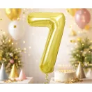 Arany 7-es Light Gold szám fólia lufi 85 cm