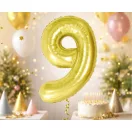 Arany 9-es Light Gold szám fólia lufi 85 cm