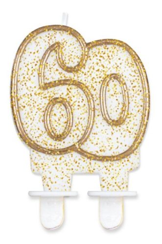 Arany csillámos 60-as Gold tortagyertya, számgyertya