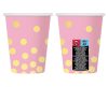 Pöttyös Gold Dots Pink papír pohár 6 db-os 270 ml