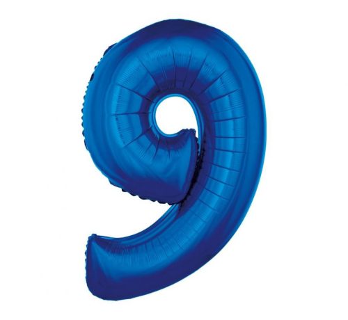 Kék 9-es B&C Blue szám fólia lufi 92 cm