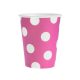 Magenta Polka Dots papír pohár 6 db-os 270 ml