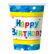 Happy Birthday Blue papír pohár 6 db-os 270 ml