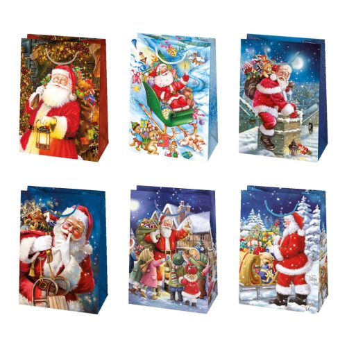 Karácsony Toyland papír ajándéktasak, ajándékzacskó 23x32x11 cm