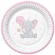 Baby elefánt Pink Balloon papírtányér 8 db-os 22,7 cm