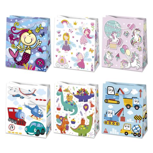 Party Infantile papír ajándéktasak, ajándékzacskó 19x23x10,5 cm