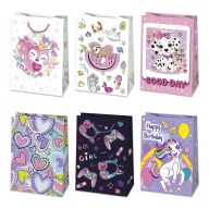   Lányos Colorful papír ajándéktasak, ajándékzacskó 23x32x11 cm