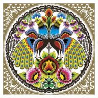 Állatos Folk Peacocks Gold szalvéta 20 db-os 33x33 cm