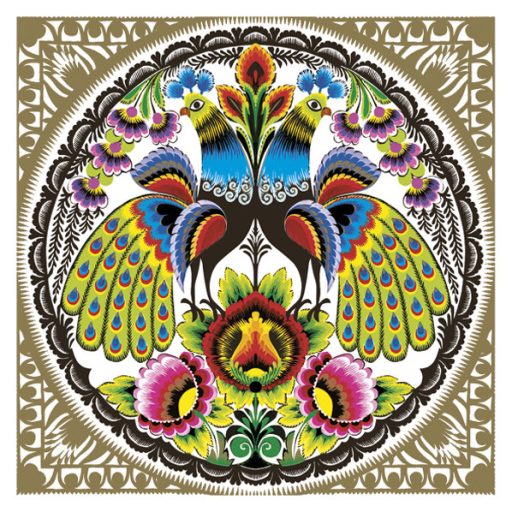 Állatos Folk Peacocks Gold szalvéta 20 db-os 33x33 cm