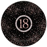 Happy Birthday 18 Rose Gold papírtányér 8 db-os 22,7 cm