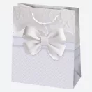 Fehér Bow papír ajándéktasak, ajándékzacskó 19x23x10,5 cm