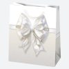 Fehér Bow papír ajándéktasak, ajándékzacskó 19x23x10,5 cm