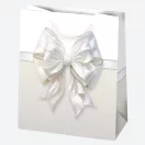 Fehér Bow papír ajándéktasak, ajándékzacskó 19x23x10,5 cm
