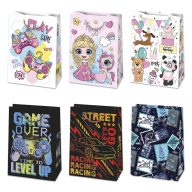   Színes Party papír ajándéktasak, ajándékzacskó 23x32x11 cm