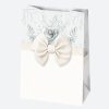 Fehér Bow papír ajándéktasak, ajándékzacskó 23x32x11 cm