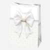 Fehér Bow papír ajándéktasak, ajándékzacskó 23x32x11 cm
