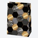 Fekete Arany mintás For You papír ajándéktasak, ajándékzacskó 23x32x11 cm
