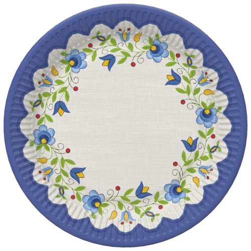 Hímzés Folk papírtányér 8 db-os 18 cm