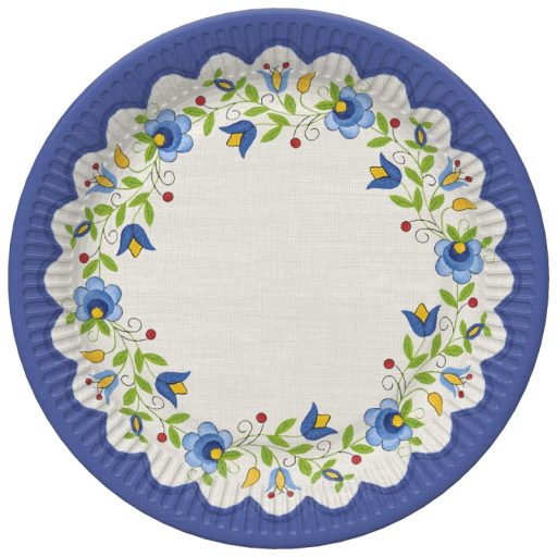 Hímzés Folk papírtányér 8 db-os 22,7 cm