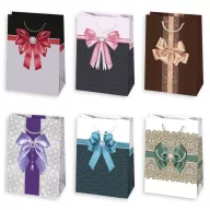   Színes Elegant Bow papír ajándéktasak, ajándékzacskó 23x32x11 cm