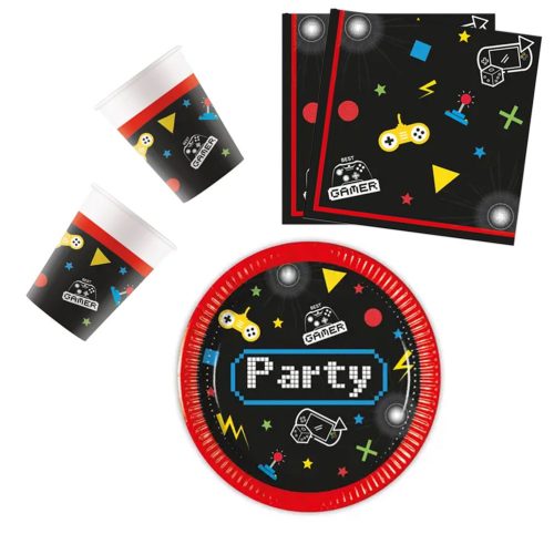 Gaming Party party szett 36 db-os 20 cm-es tányérral