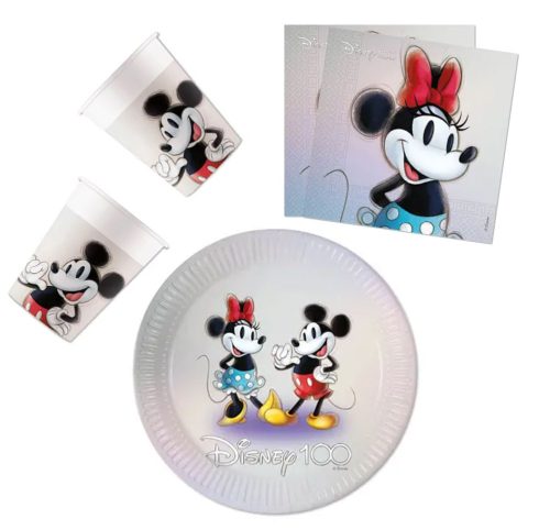 Disney 100 Minnie party szett 36 db-os 23 cm-es tányérral
