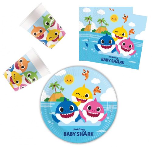 Baby Shark Fun in the Sun party szett 36 db-os 23 cm-es tányérral