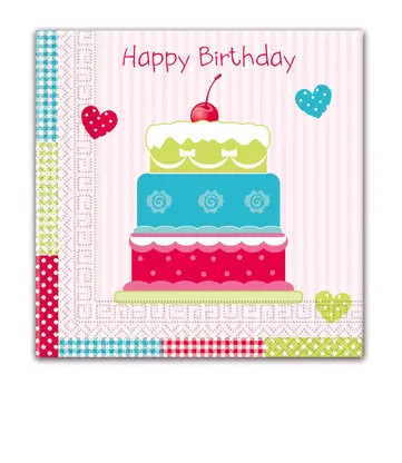 Happy Birthday Cake szalvéta 20 db-os 33x33 cm