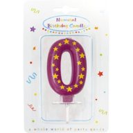 Színes Stars tortagyertya, számgyertya 0-ás