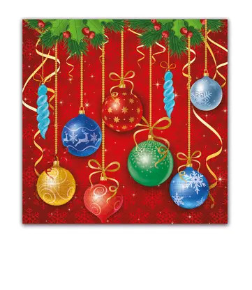 Karácsonyi Sparkling Balls szalvéta 20 db-os 33x33 cm
