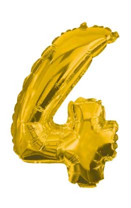 Gold, Arany mini 4-es szám fólia lufi 33 cm