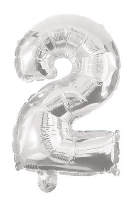 Mini 2-es Silver szám Fólia lufi 32 cm