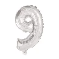 Óriás 9-es Silver szám fólia lufi 85 cm