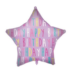 Happy Birthday Purple Star fólia lufi 46 cm