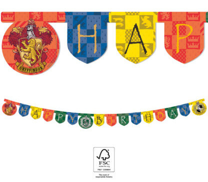 Harry Potter Hogwarts Houses Happy Birthday felirat FSC 2 m