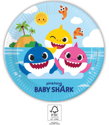 Baby Shark Fun in the Sun papírtányér 8 db-os 23 cm FSC