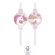   Unikornis Rainbow Colors papír szívószál, 4 db-os szett FSC
