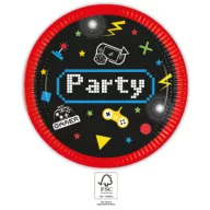 Gaming Party papírtányér 8 db-os 23 cm FSC