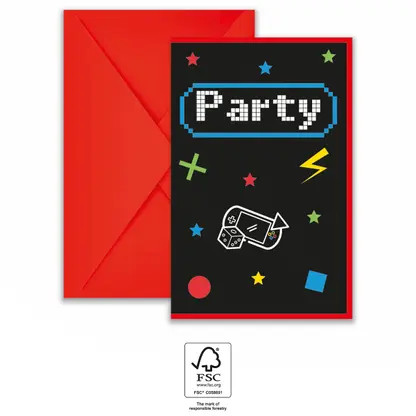 Gaming Party party meghívó 6 db-os FSC