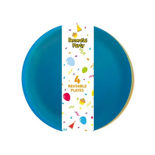 Színes Party félig átlátszó műanyag tányér 4 db-os