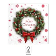   Karácsonyi Merry Xmas Wreath szalvéta 20 db-os 33x33 cm FSC