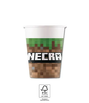 Minecraft Green papír pohár 8 db-os 200 ml FSC