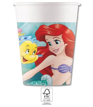 Disney Hercegnők, Ariel Curious papír pohár 8 db-os 200 ml FSC