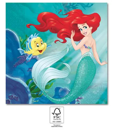 Disney Hercegnők, Ariel Curious szalvéta 20 db-os 33x33 cm FSC