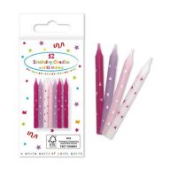   Happy Birthday Pink, Rózsaszín tortagyertya, gyertya szett 12 db-os